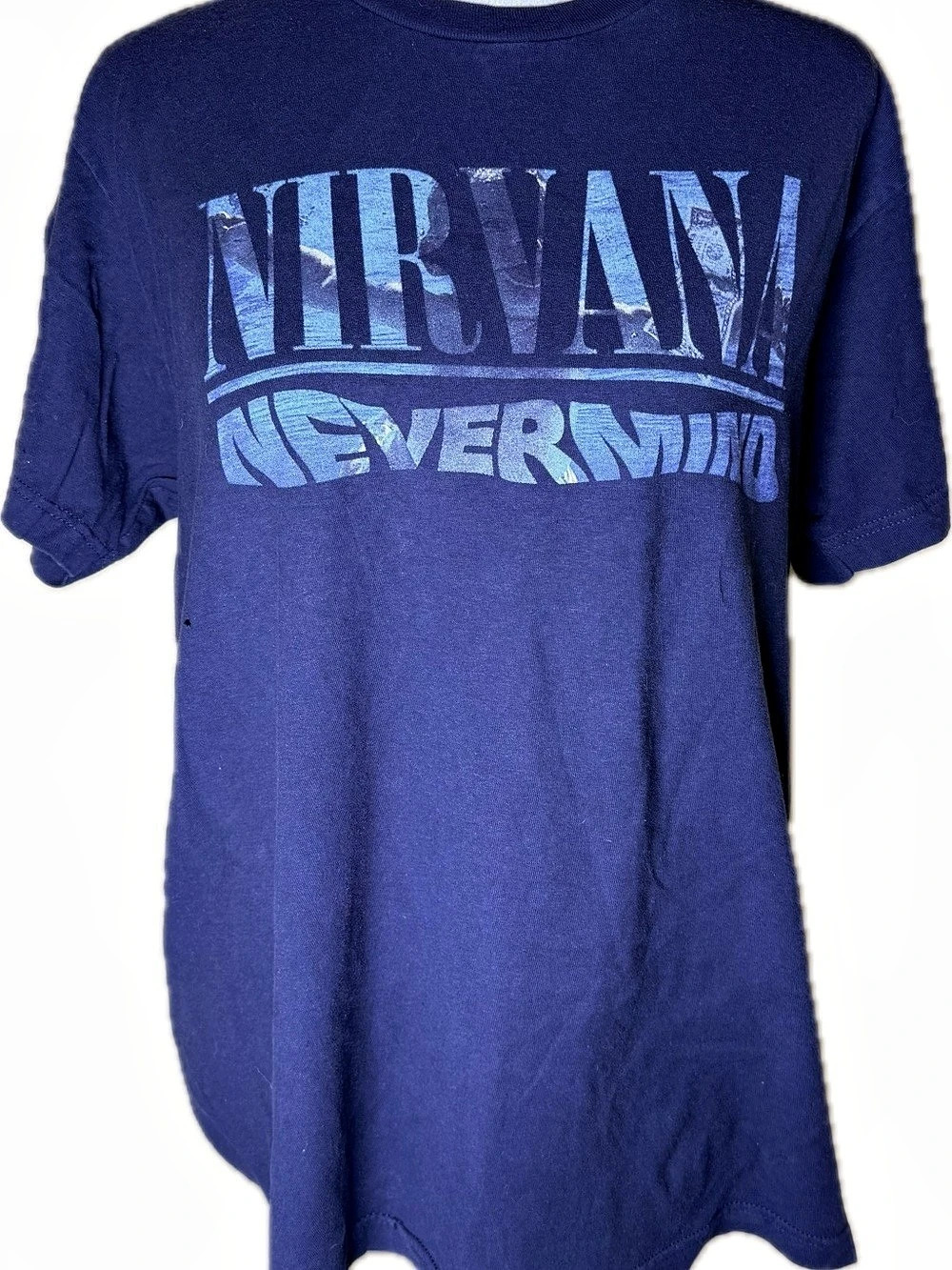 Nirvana Nevermind Album Tracklist T-Shirt Graphic Tee in Blue